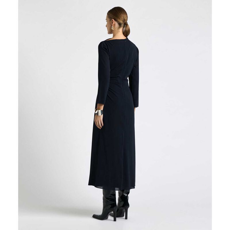 Cue Ink Soft Viscose Draped Long Sleeve Dress image number 1